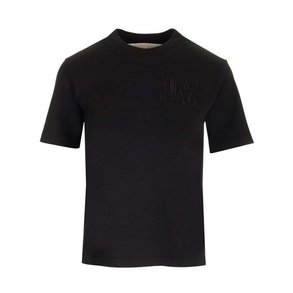 Palm Angels Women Black T-Shirt With Monogram